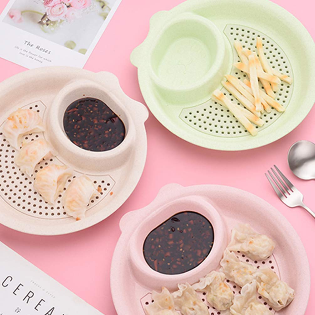 Cabilock 3-Piece Tasting Dish Set - Drain Dumpling Plates, PP Household Soy Sauce Dishes for Sushi, Dumplings & Dipping Sauces | Durable Kitchen Serving Trays