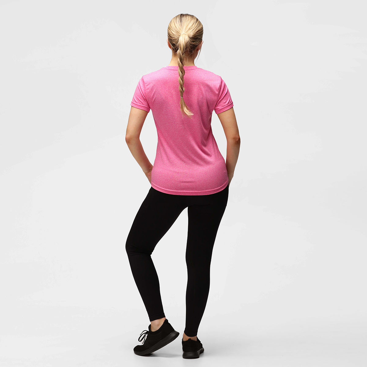 Pink Melange Diamond Women's Technical T-Shirt - Moisture Wicking, Breathable & Stylish for Workouts, Yoga & Casual Wear