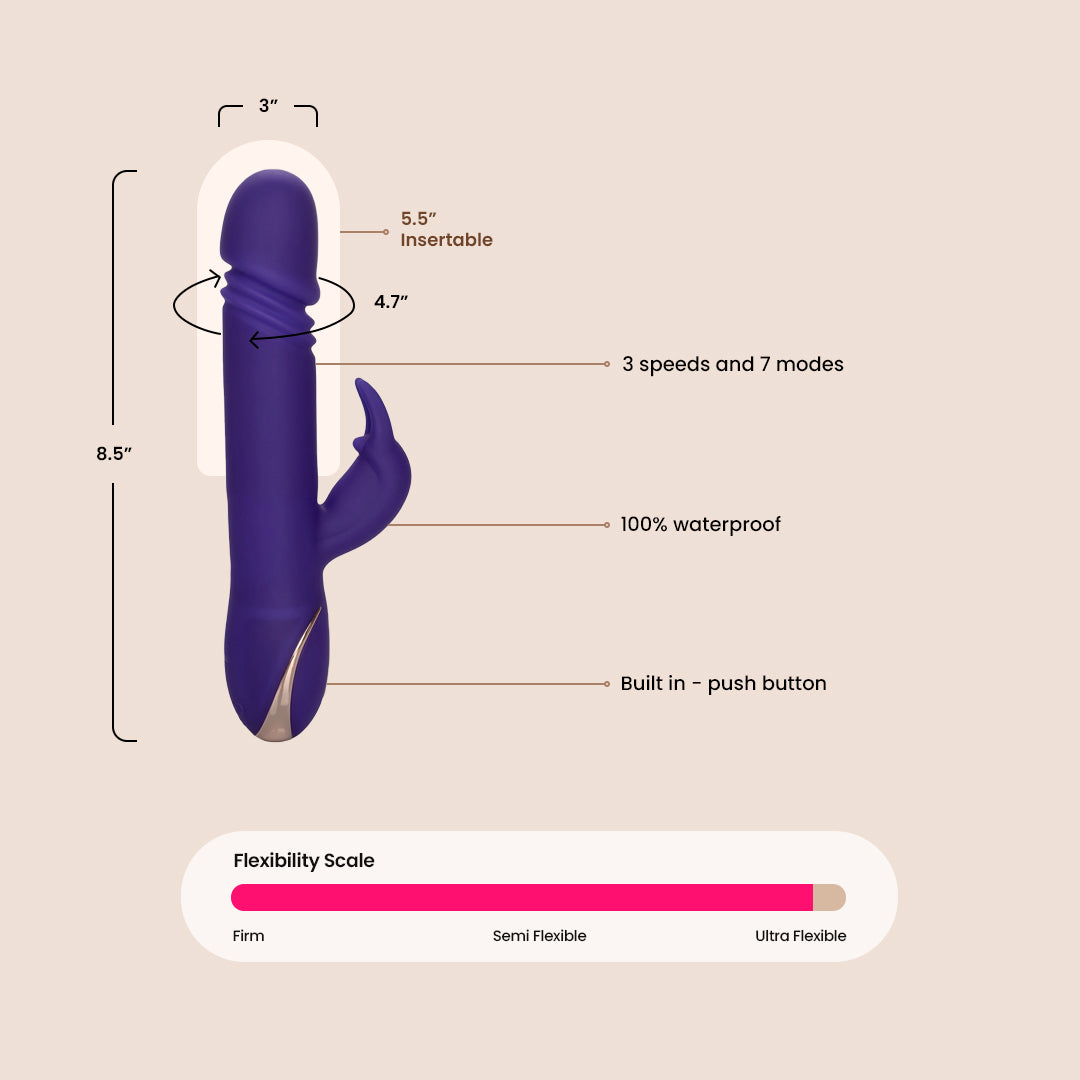 Jack Rabbit® Signature Silicone Thrusting Rabbit Vibrator - Dual Stimulation with Powerful Vibrations & Thrusting Motion | Perfect for Solo Play & Couples Intimacy