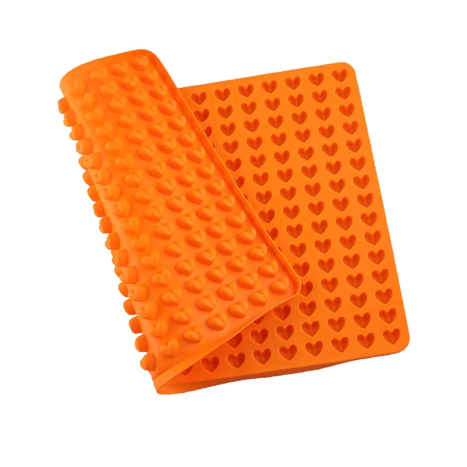 Non-Slip Silicone Heart Baking Mat - Mini Multi-Purpose Mold & Heat-Resistant Placemat for Dining Table - Perfect for Christmas Baking, Cookie Decorating & Holiday Dinner Decor (Orange, One Size)