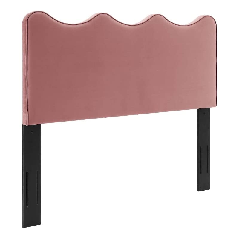 Modway Athena Performance Velvet Headboard - Full/Queen Size Upholstered Bed Frame Headboard in Dusty Rose | Luxurious Bedroom Decor for Master & Guest Rooms