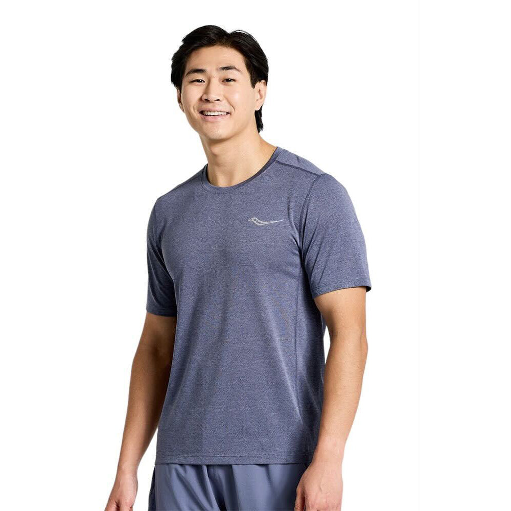 Men's Saucony Stopwatch Performance Running Short Sleeve Shirt - Lightweight Moisture-Wicking Athletic Top for Jogging, Gym & Outdoor Workouts