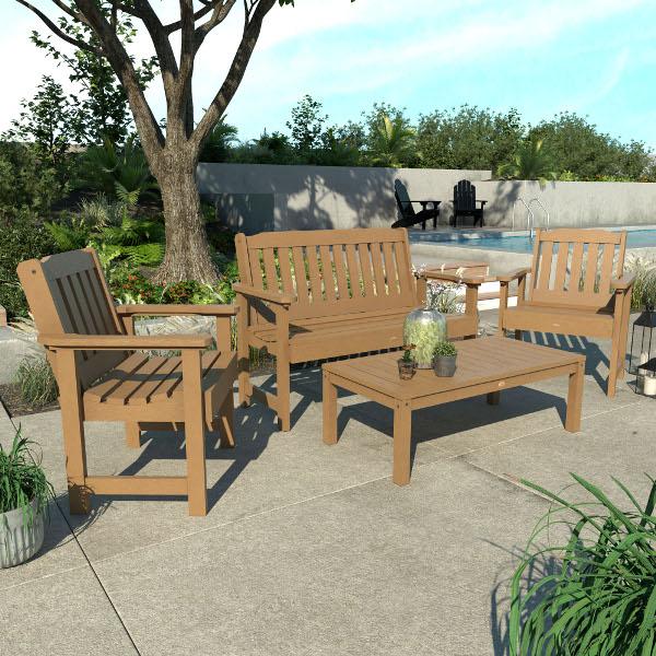 Lehigh 5-Piece Outdoor Garden Conversation Set - Patio Furniture with Cushions for Backyard, Deck, or Poolside Relaxation