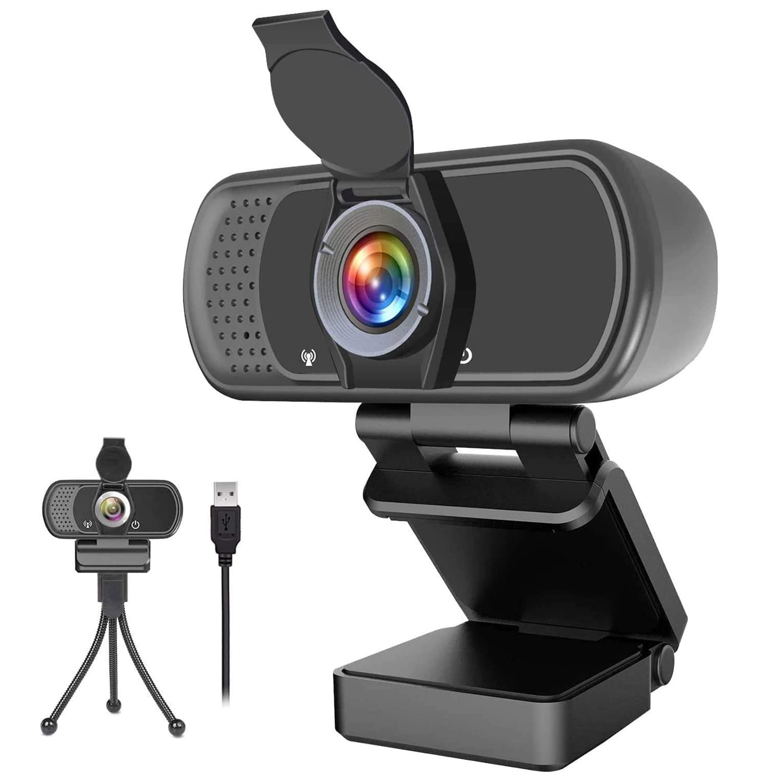 GoHZQ 1080p HD Webcam with Built-in Microphone, Wide Angle USB Web Camera for PC, Laptop, MacBook & Desktop - Perfect for Video Conferencing, Live Streaming & Online Classes