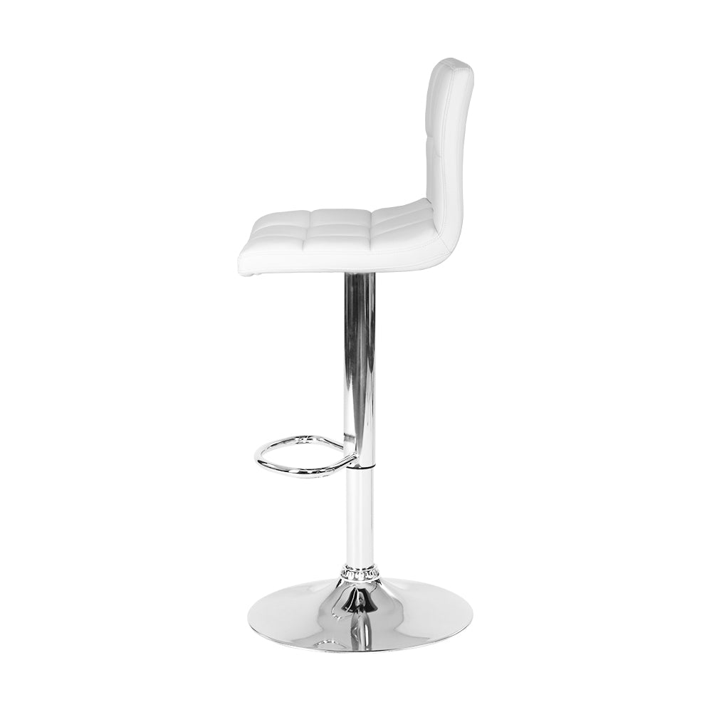 2-Pack White Leather Bar Stools with Gas Lift Height Adjustment - Perfect for Kitchen Islands, Breakfast Bars & Home Bars