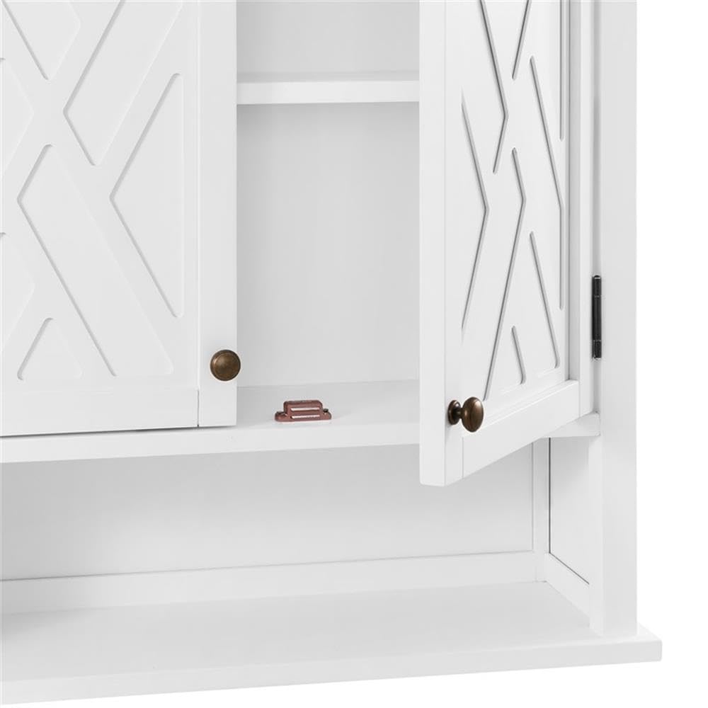 Alaterre Coventry White Wall Mounted Bathroom Storage Cabinet with 2 Doors & Open Shelf - 27