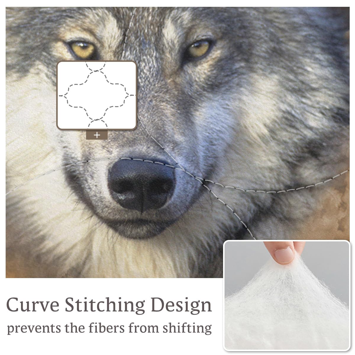 Sleepwish Gold Wolves Comforter Set - Twin Size 4-Piece Dark Clouds Wolf Leader Bedding with Comforter, Pillow Shams & Cushion Cover - Perfect for Teen Bedrooms, Wolf Lovers & Cozy Cabin Decor