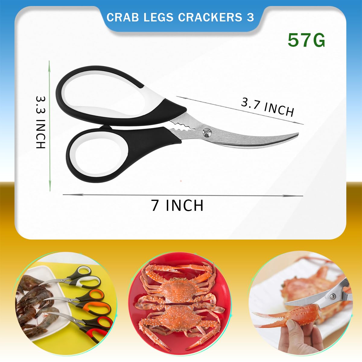 Premium Stainless Steel Kitchen Scissors Set - Heavy Duty Poultry Shears & Seafood Scissors for Cutting Chicken Bones, Crab Legs, Shrimp | All-Purpose Cooking Shears for Professional Chefs & Home Kitchens | Dishwasher Safe Kitchen Tools