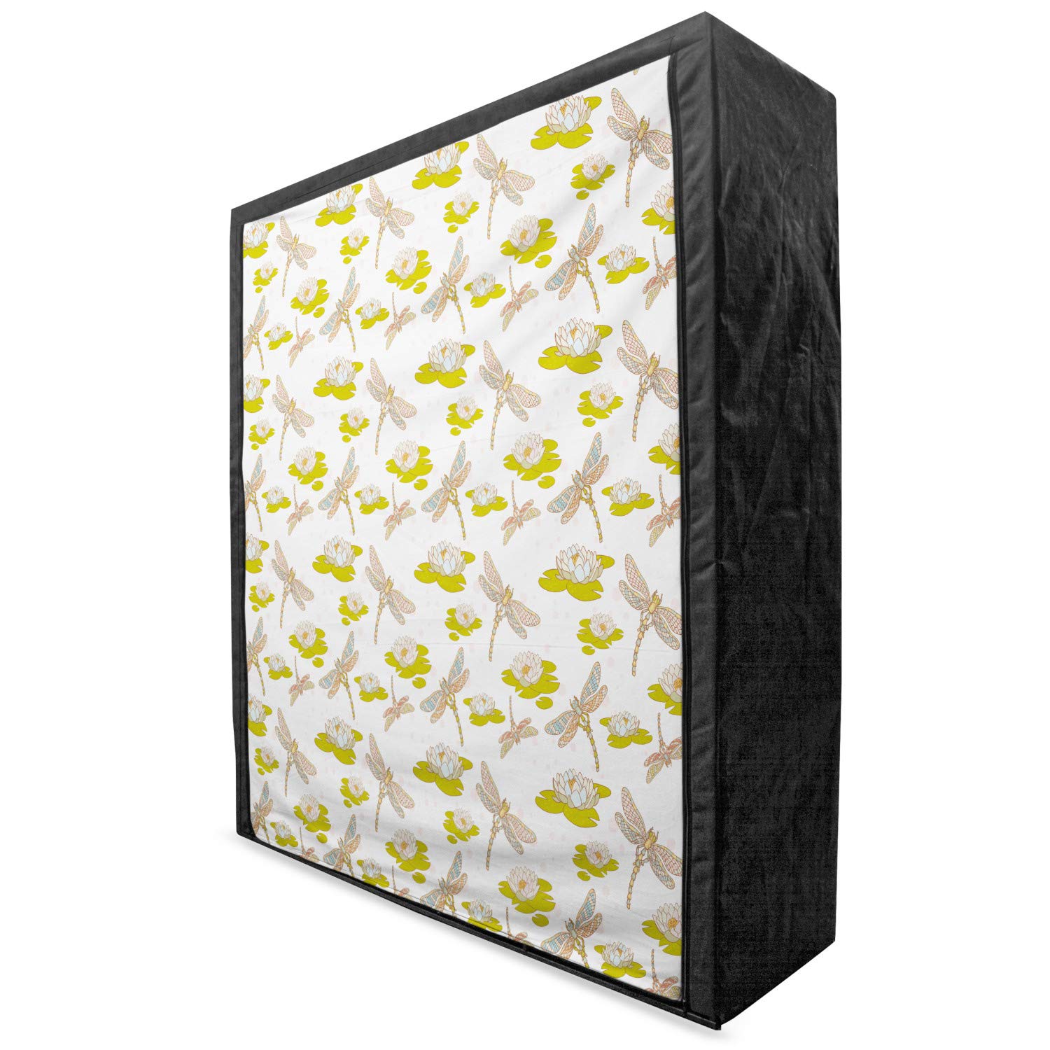 Ambesonne Dragonfly Portable Fabric Wardrobe with Shelves - Lotus Flower & Symbolic Insects Yoga Meditation Print, 59