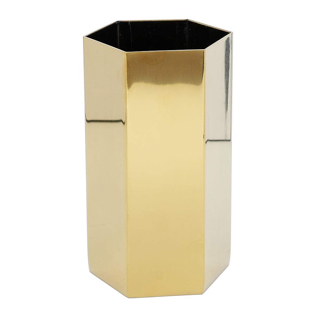 Gold Pen Cup Holder - Stylish Desk Organizer for Pencils, Pens & Makeup Brushes | Office & Home Desktop Stationery Container | Perfect for Workspace, Study Table & Vanity Decor