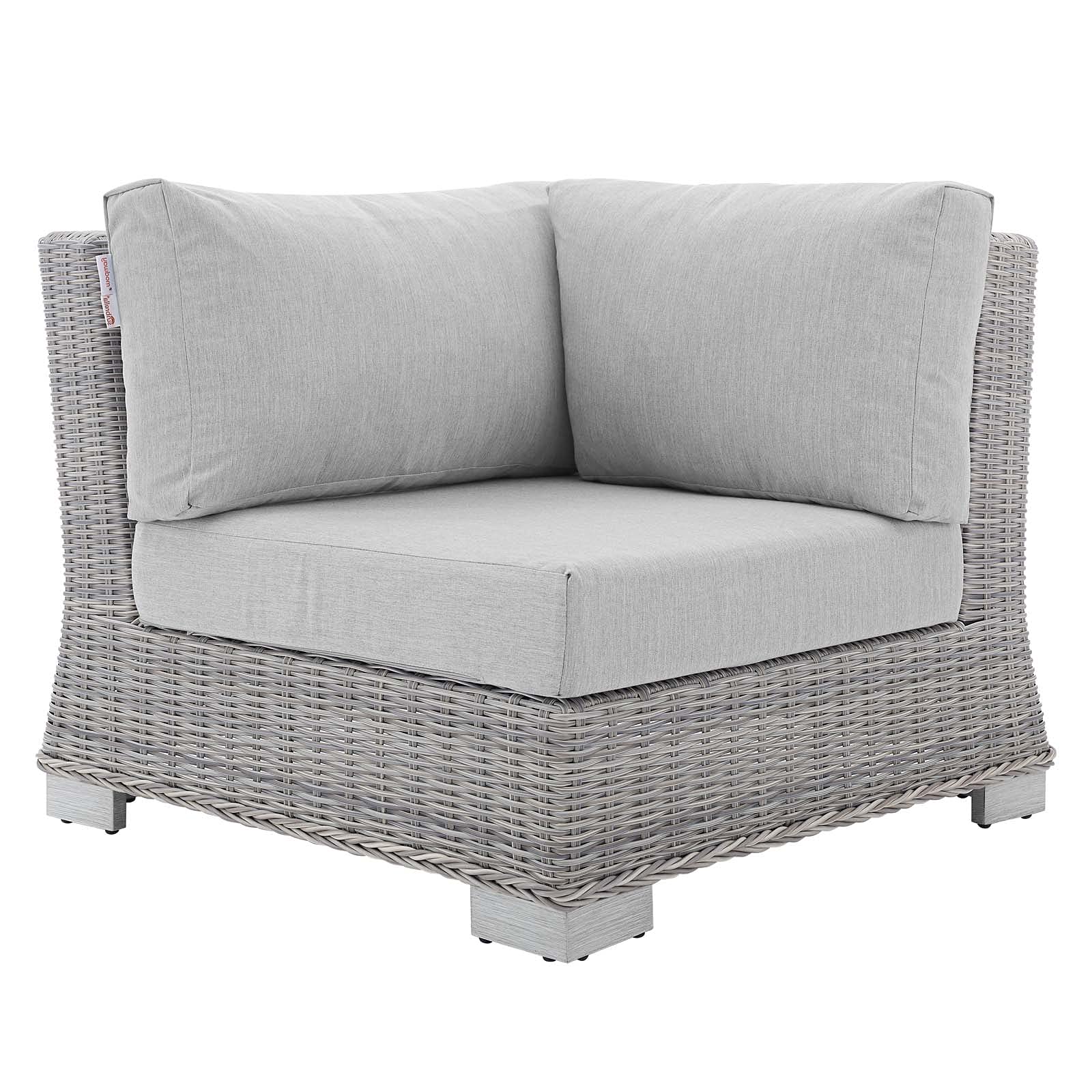 Modern Grey Gray Sunbrella Rattan Wicker Sofa Corner Chair for Outdoor Patio, Balcony, Cafe, Bistro, and Garden Relaxation