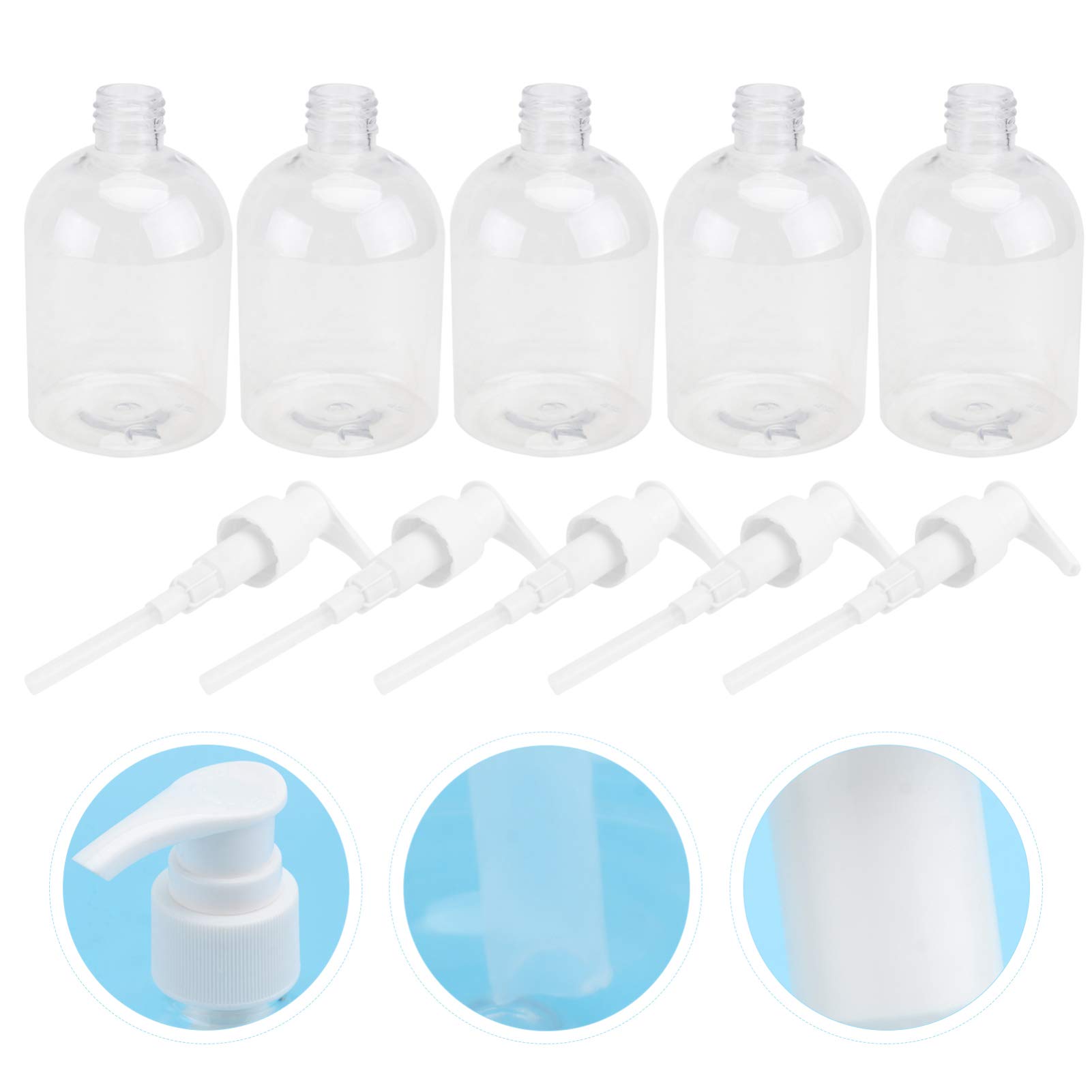 5-Pack Refillable Travel Bottles for Shampoo, Liquid Soap & Toiletries - Leakproof Mini Pump Bottles Set for Airplane Carry-on, Gym, Camping & Vacation Essentials