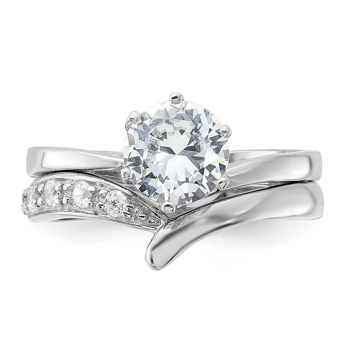 925 Sterling Silver Cubic Zirconia Ring Set for Women - 2 Piece CZ Simulated Diamond Wedding & Engagement Rings - Elegant Jewelry Gift for Anniversary, Valentine's Day & Special Occasions