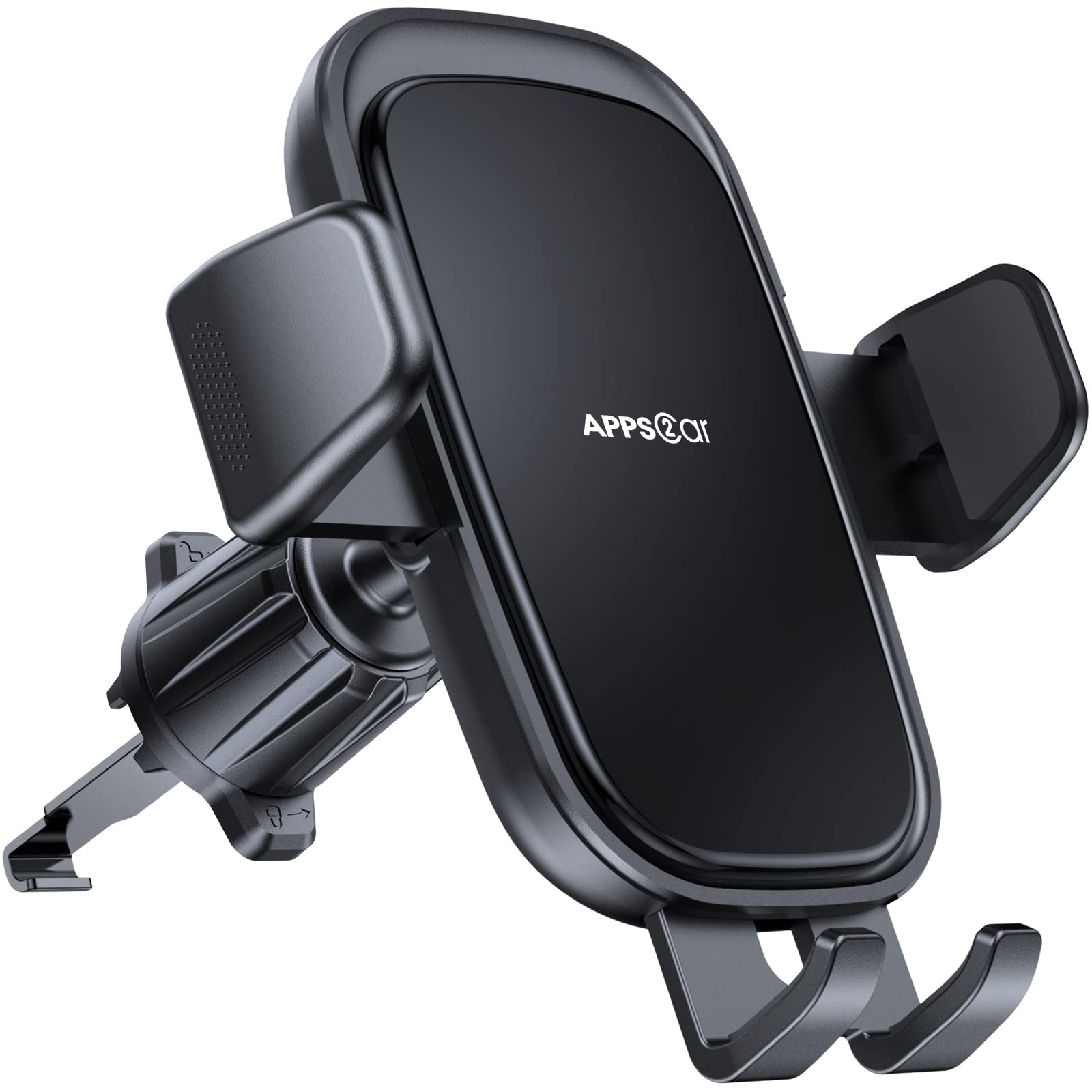 APPS2Car One-Hand Operation Car Vent Phone Mount Holder - Compatible with iPhone 14/13/12/11 & Samsung Galaxy - Secure Hands-Free Driving for GPS Navigation & Music Control