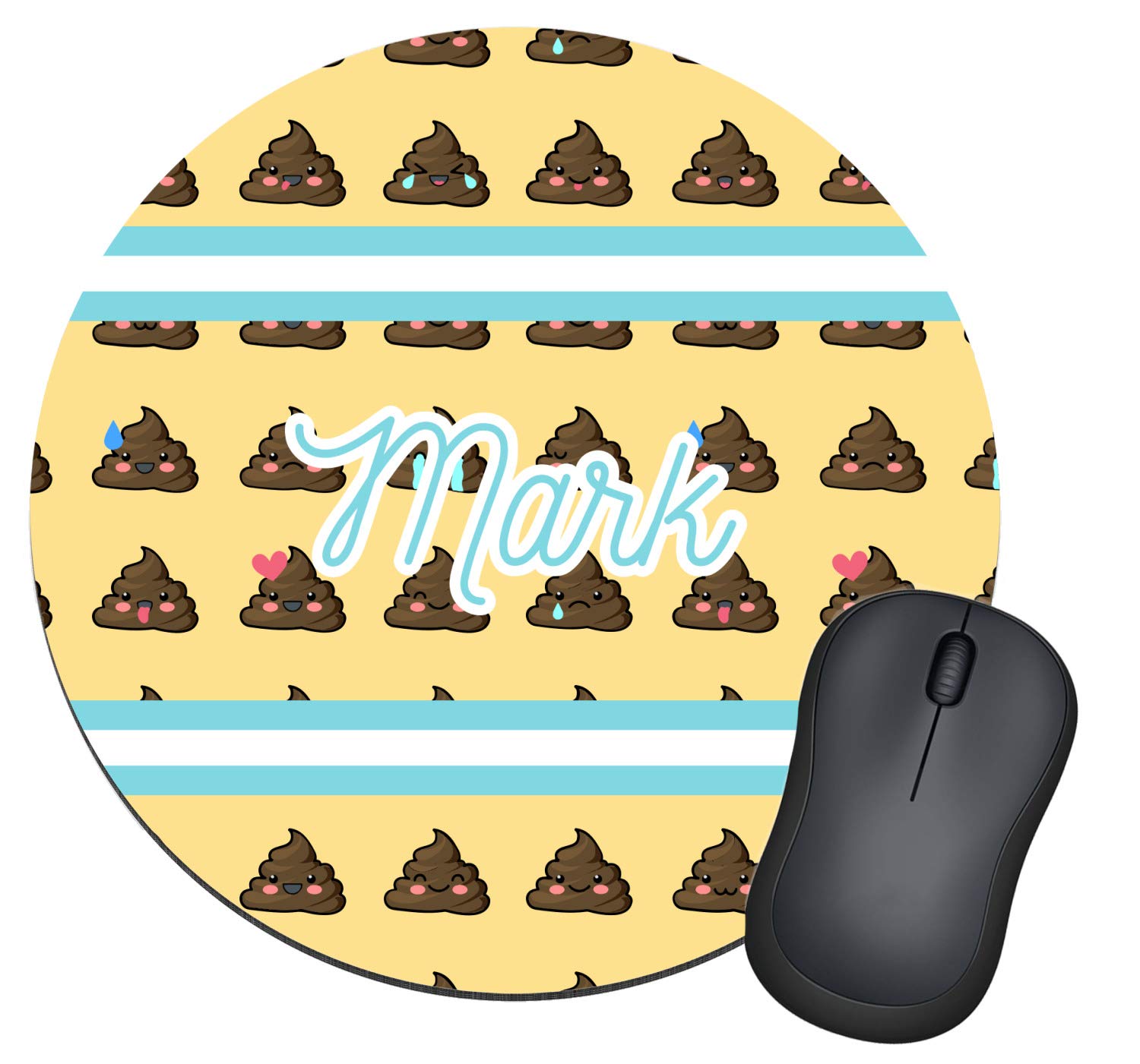Custom Poop Emoji Round Mouse Pad - Funny & Cute Desk Accessory for Gaming, Office & Home Use