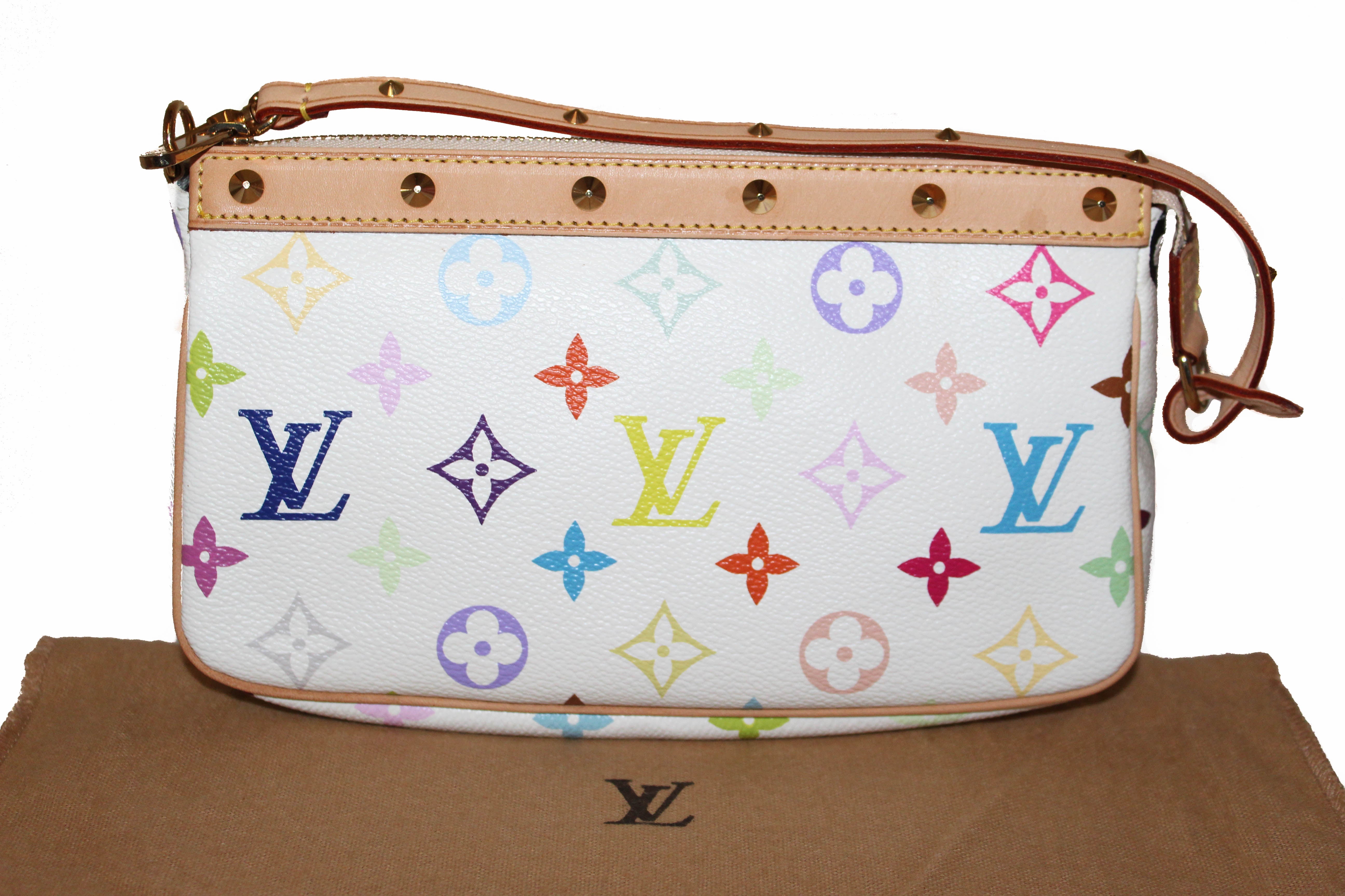 Authentic Louis Vuitton White Multicolor Pochette Handbag for Women - Stylish Crossbody Purse for Daily Use, Travel & Special Occasions