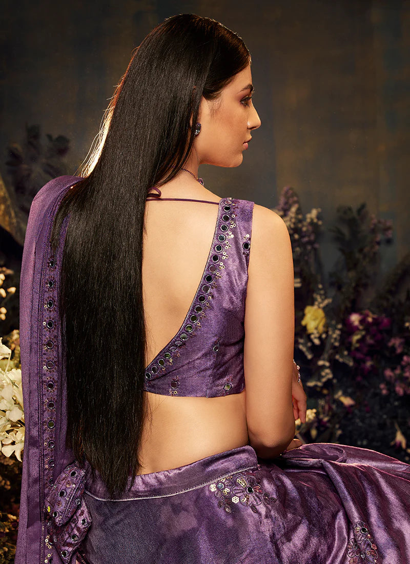 Exquisite Purple Mirror Work Embroidery Lehenga Choli (D233) - Perfect for Weddings, Festivals & Indian Cultural Events