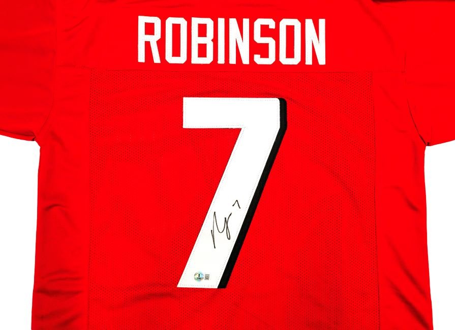 Bijan Robinson Autographed Atlanta Falcons Red Football Jersey - Authentic Signed NFL Jersey for Collectors & Fans - Perfect for Game Day, Memorabilia Displays & Gifts