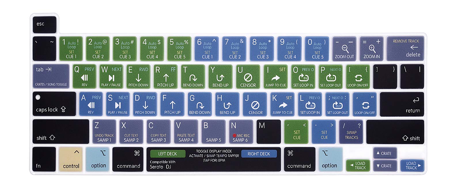 HRH Serato DJ Shortcuts Silicone Keyboard Cover for MacBook Pro 13