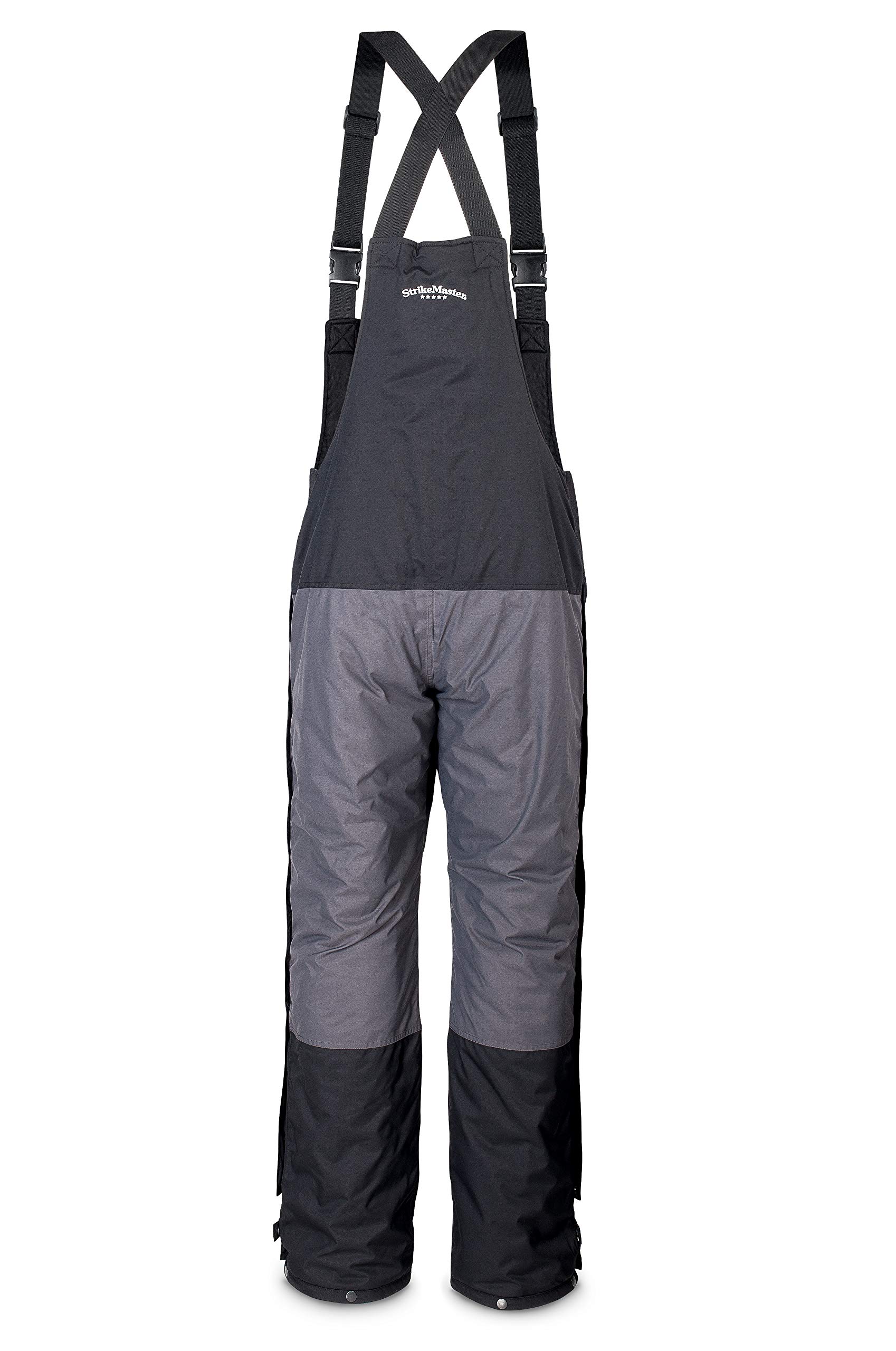 Strikemaster Men's Battle Ice Fishing Bib - Heavy Duty Waterproof Snow Pants for Winter Fishing, Hunting & Outdoor Activities (3X-Large, Grey/Black) - Perfect for Ice Anglers & Cold Weather Adventures