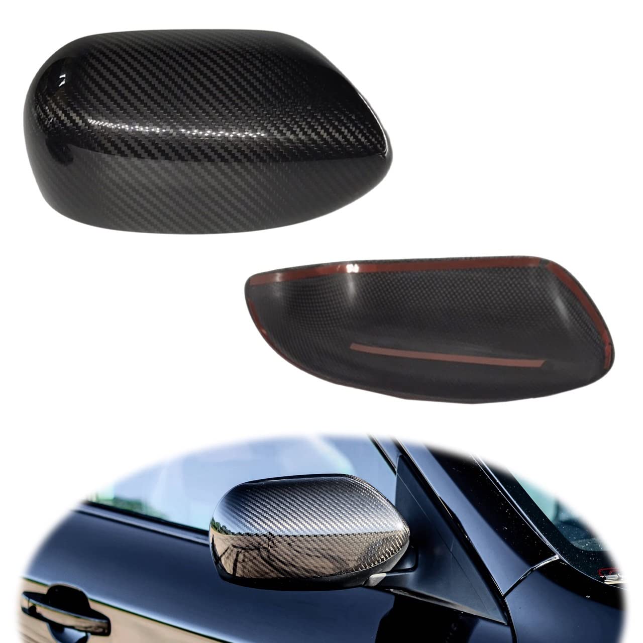**2008-2014 Subaru WRX STI/WRX Mirror Cover - Dry Carbon Fiber Design, UV-Resistant Clear Coat, Lightweight & Durable (2-Piece Set) - Upgrade Exterior Styling for Sporty Look**
