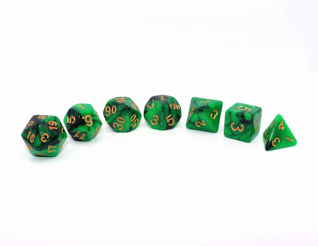 Premium 7-Piece Polyhedral Dice Set for D&D RPG - Green & Black Dungeons & Dragons Dice | Perfect for Tabletop Gaming, DND Campaigns & Role Playing Adventures
