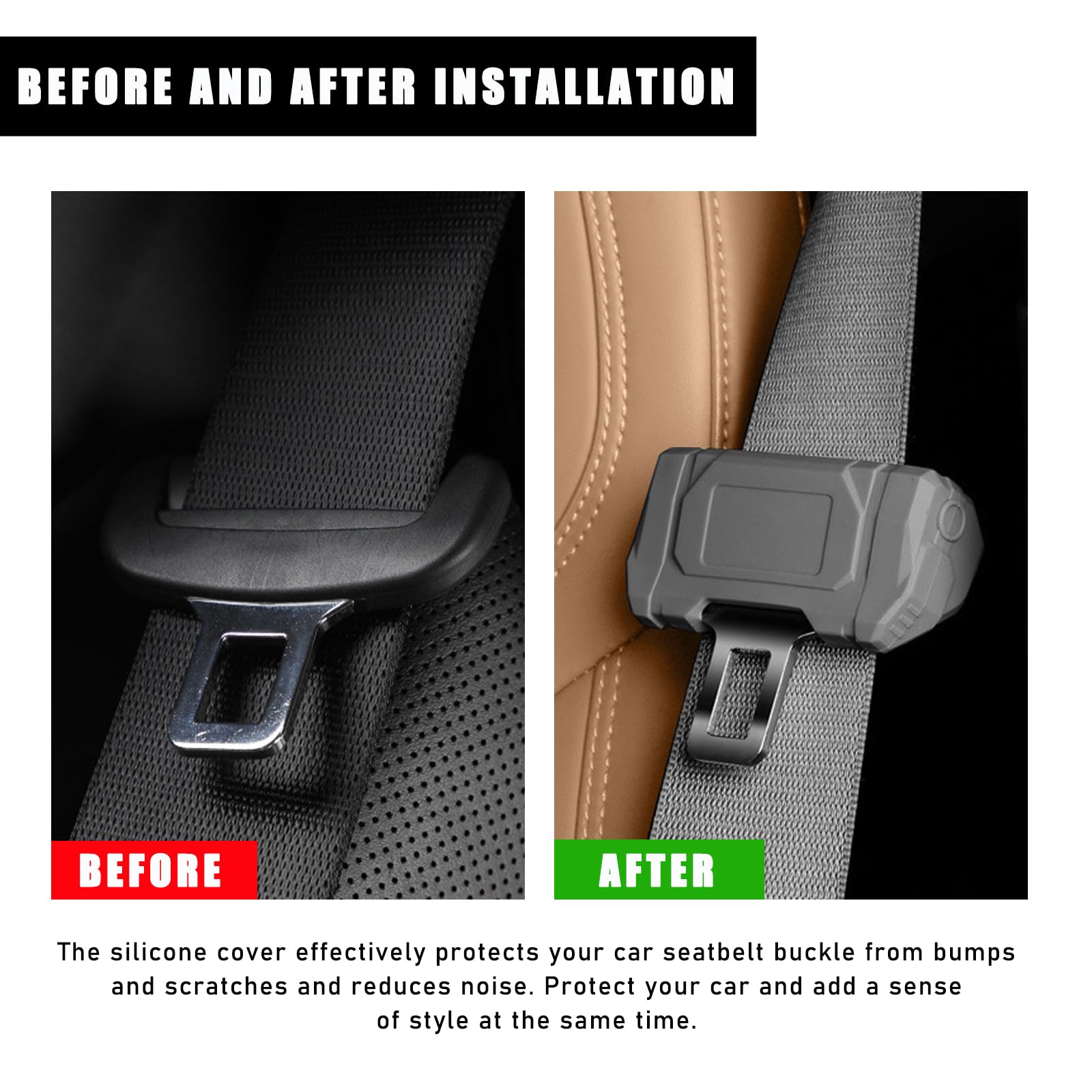 2 PCS Soft Silicone Car Seat Belt Buckle Covers - Anti-Scratch Seat Belt Protector for Cars, Trucks & Vans - Universal Fit Interior Auto Accessories (Gray) - Perfect for Child Safety & Comfortable Driving