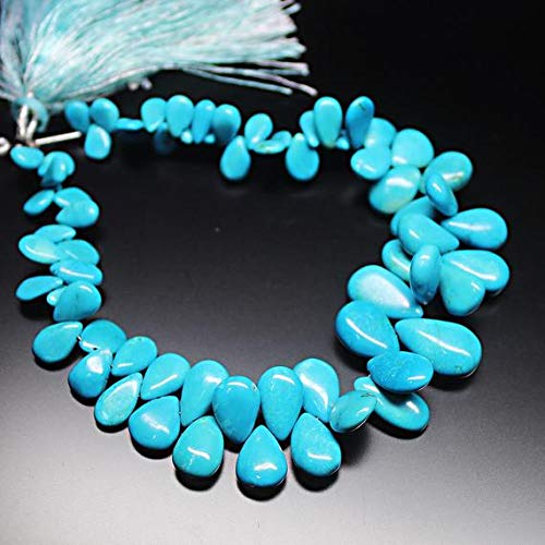 Natural Arizona Sleeping Beauty Turquoise Smooth Pear Drop Gemstone Loose Beads Strand - 8