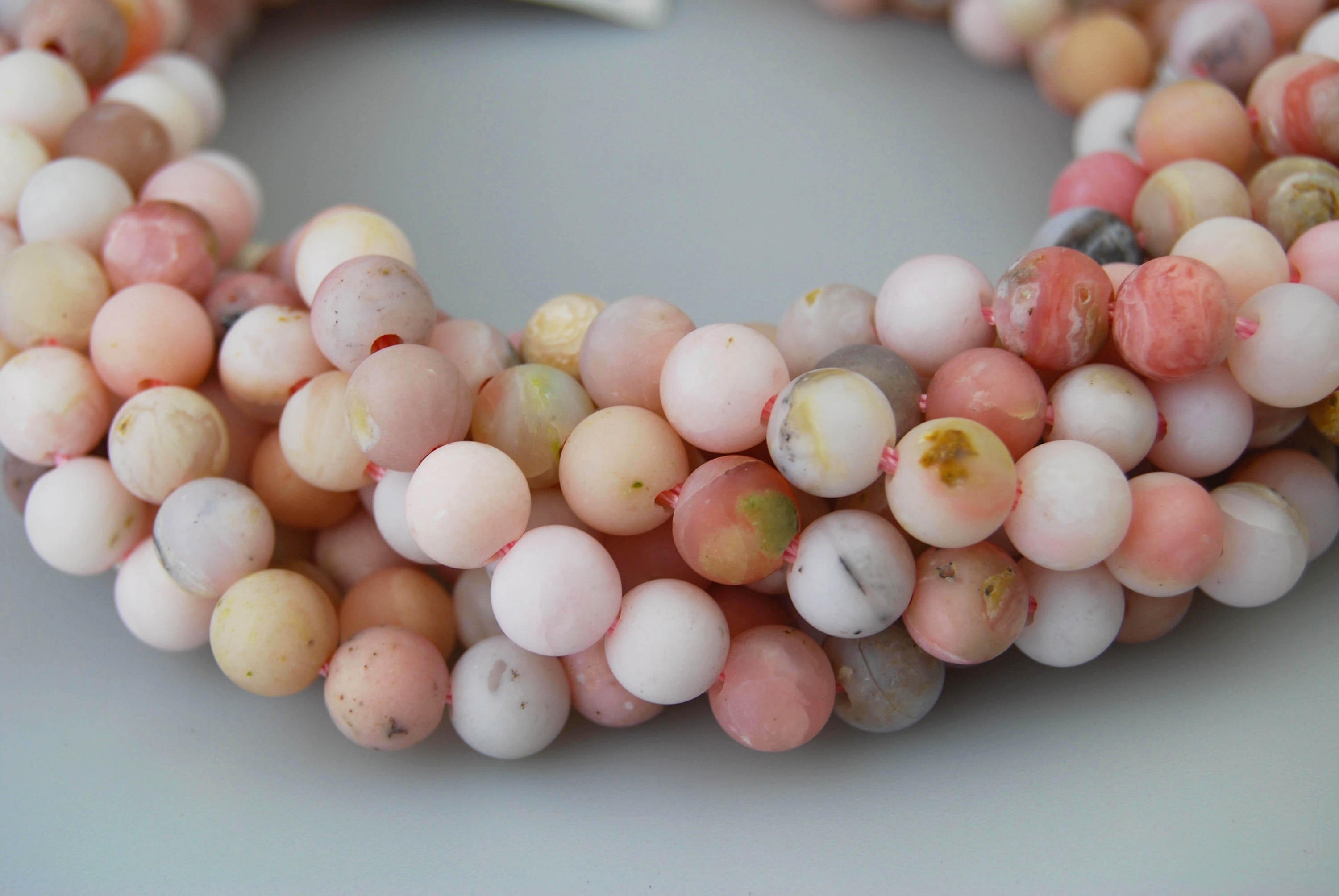 2.0mm Large Hole Pink Opal Matte Round Beads - 8mm, 10mm, 15.5 Strand - DIY Jewelry Making, Bracelets, Necklaces & Craft Projects