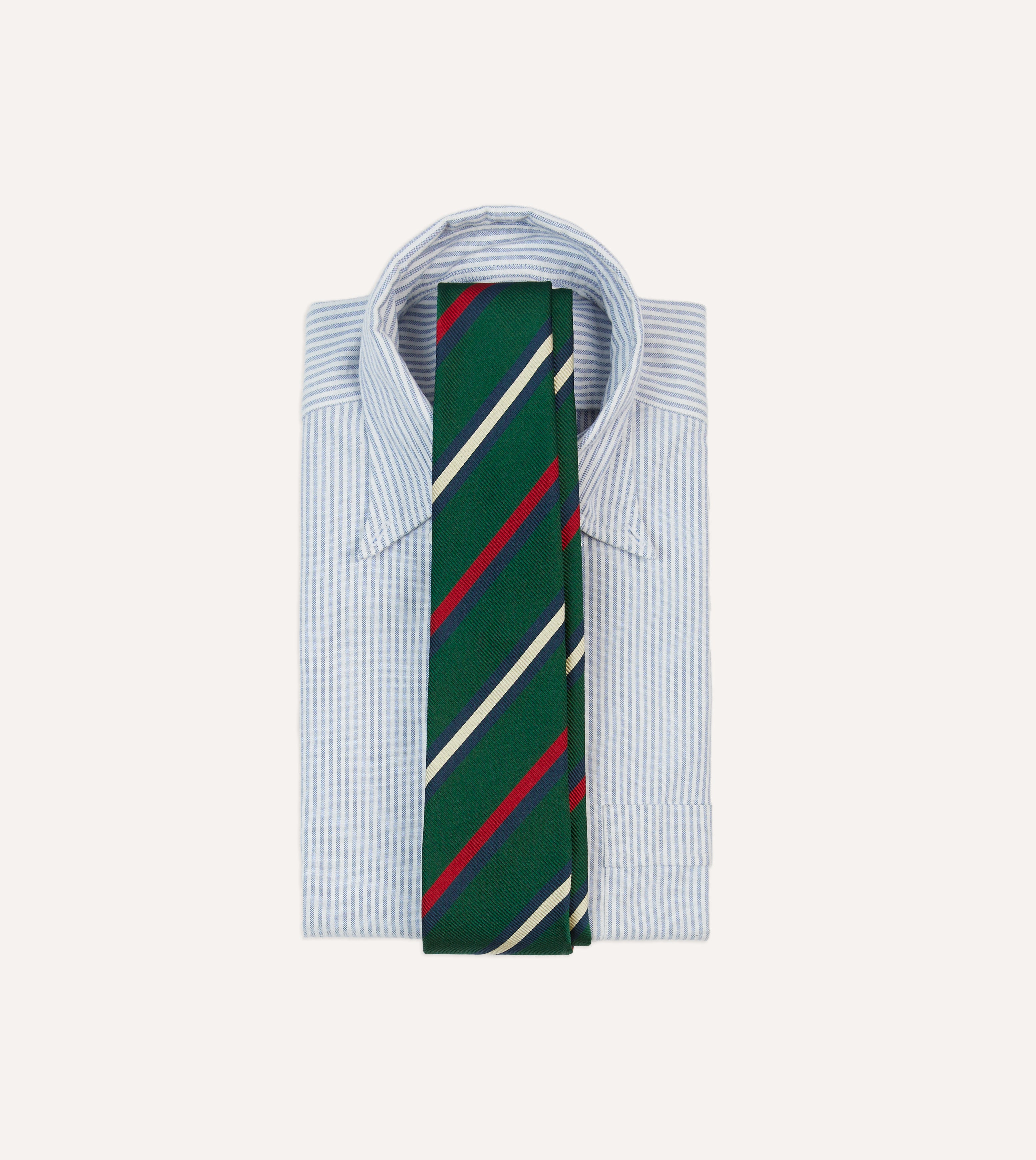Green, Red, and White Striped Repp Silk Tipped Necktie - Perfect for Business Meetings, Weddings & Formal Events