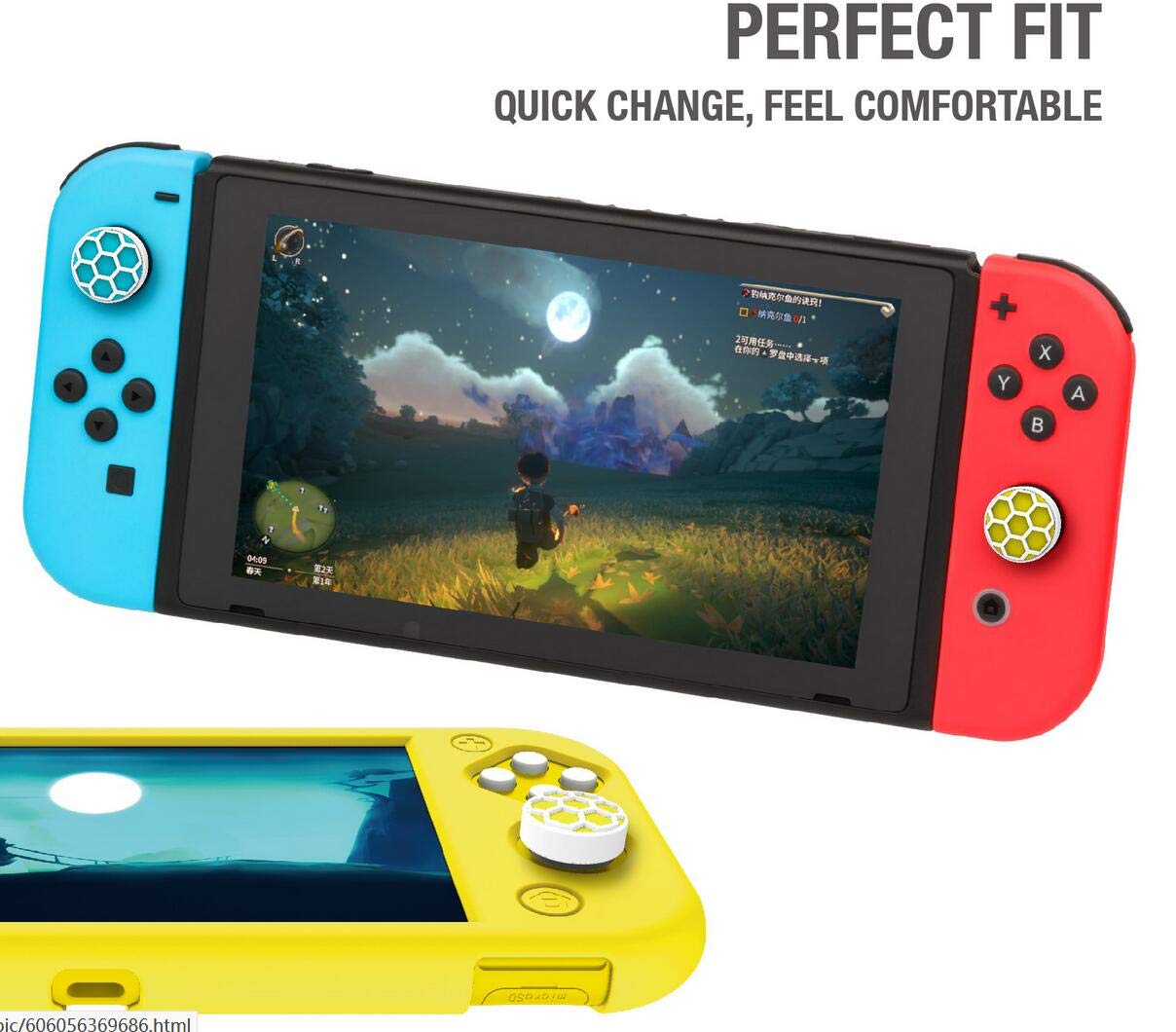 Ergonomic Silicone Thumb Grip Caps for Nintendo Switch & Switch Lite - Cute Joystick Covers for Joy-Con Controllers - Comfortable Gaming Accessories for Extended Play Sessions