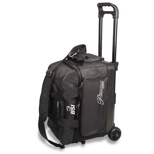 BSI Prestige 2 Ball Roller Bowling Bag - Black | Heavy Duty Bowling Ball Carrier with Wheels for Men & Women | Perfect for League Play & Tournament Travel