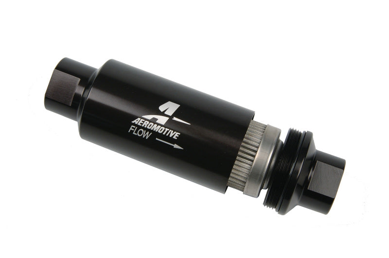Aeromotive AN 10 Black Inline Fuel Filter 100 Micron - High Performance Fuel Filtration for Racing, Automotive & Marine Applications