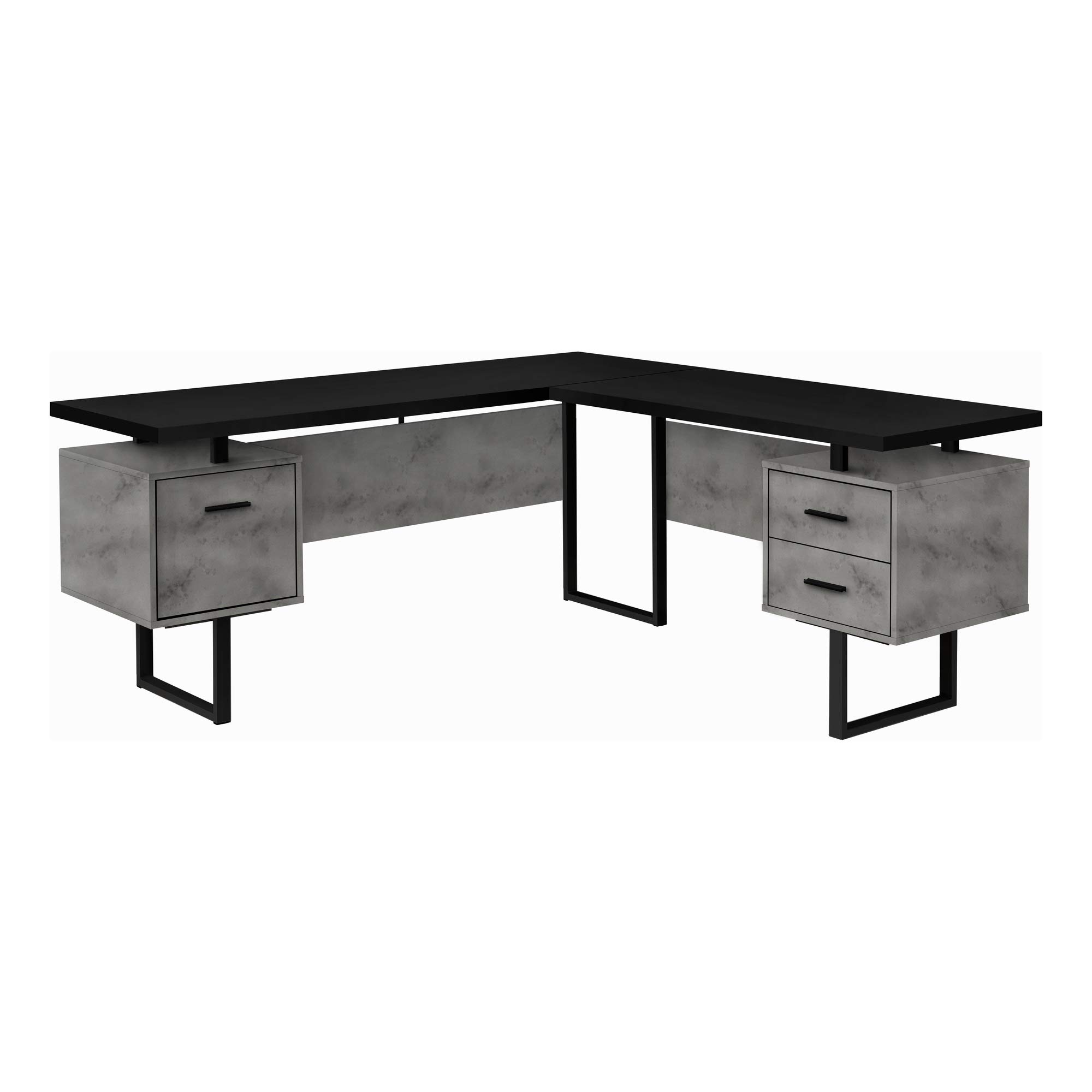 Ergonomic 70-Inch Computer Desk with Black Metal Frame & Concrete Finish - Modern Home Office Desk for Work, Gaming & Study - Perfect for Small Spaces & Dorm Rooms
