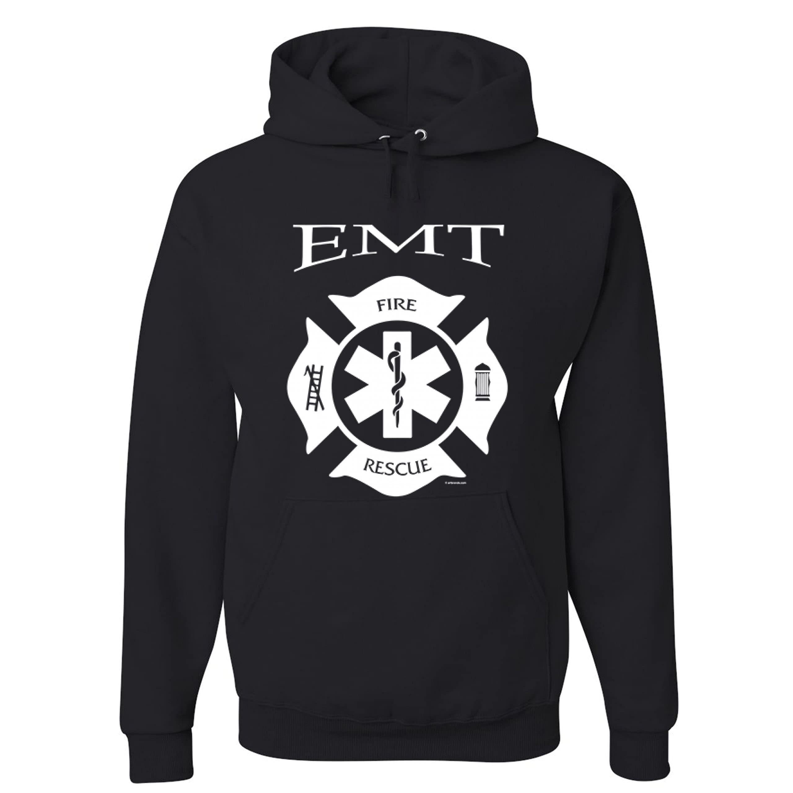 Tee Hunt EMT Fire and Rescue Sweatshirt - Emergency First Responder EMS Medic Hoodie for Paramedics, Firefighters & Medical Professionals