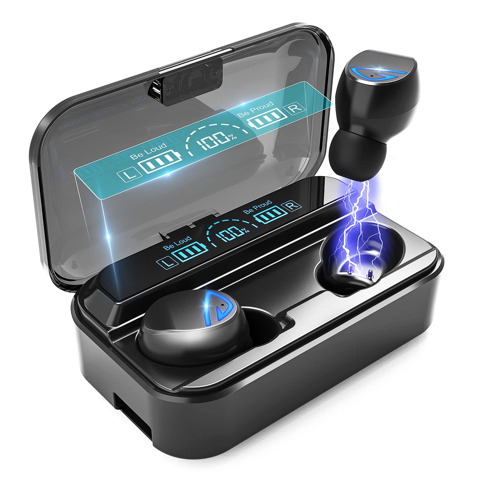 Yardstick Wireless Earbuds Bluetooth 5.2 with Wireless Charging Case - 60Hrs Playtime, 1200mAh Battery, Built-in Mic, IPX5 Waterproof - Compatible with iPhone & Android - Perfect for Gym, Running, Travel & Work Calls