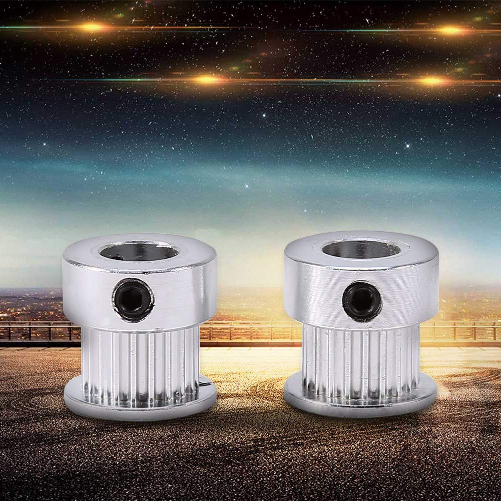 2Pcs Aluminum 20 Teeth 8mm Timing Belt Pulley Wheel for 3D Printer Parts - High Precision Alloy Gears for CNC Machines, DIY Projects & Robotics Applications