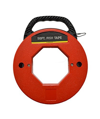 50' Fish Tape Electrical Wire Running Tool - Heavy Duty Wire Puller for Conduit & Cable Installation - Perfect for Electricians, DIY Home Wiring & Underground Cable Projects
