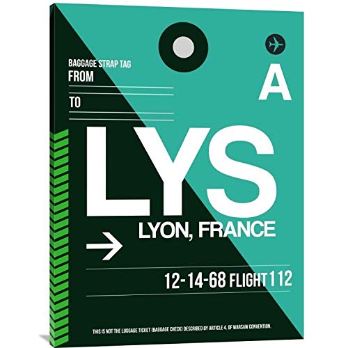 LYS Lyon Luggage Tag II Canvas Wall Art - 12x16 Inch Gallery Wrapped Travel-Themed Home Decor for Living Room, Bedroom & Office