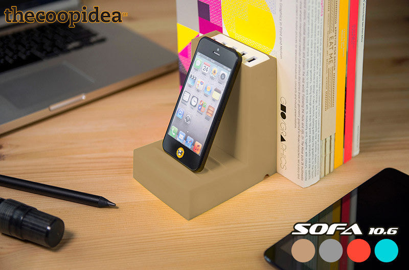 Thecoopidea 10.6A Multi-Device Charging Station with Bookend Design - Fast Charger for iPhone, Android, Tablets & Smartphones - Perfect for Living Room, Office & Bedroom Organization