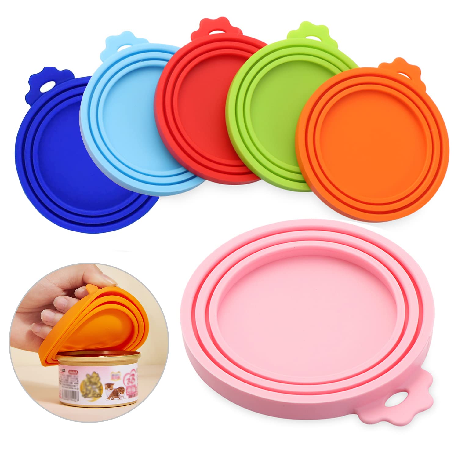 FRAMNG 6-Pack Universal Silicone Pet Food Can Covers - Fits 3 Standard Sizes, Dishwasher Safe Dog & Cat Food Can Lids (FR-GBG20220411) - Perfect for Fresh Food Storage at Home or Travel