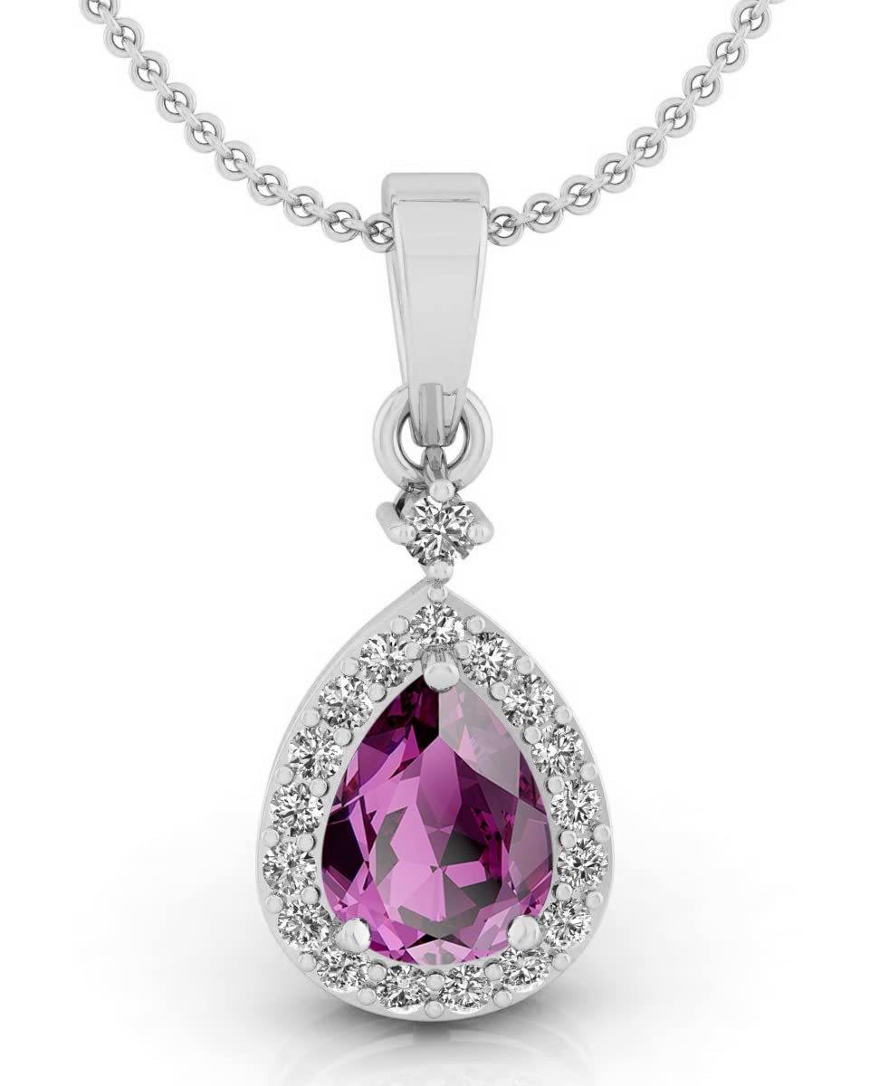 5.20 Carat Natural Certified Amethyst Birthstone Pendant - 925 Sterling Silver Pear Shape Jewelry for Women, Perfect Gift for Wedding, Engagement, Anniversary & Special Occasions