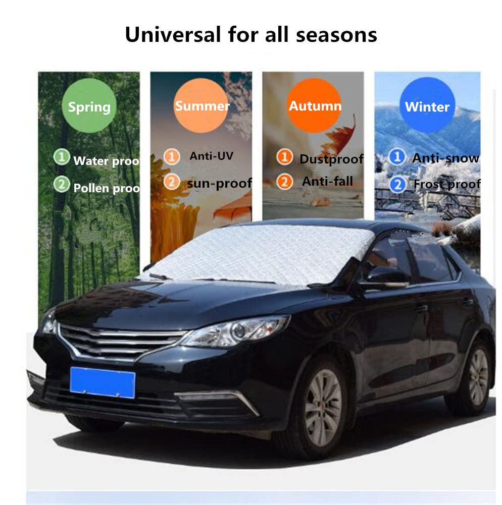 4-Layer Car Windshield Sunshade Cover - Universal Fit for Most Cars, SUVs, Trucks & Vans (57x44 Inches) - Winter Frost, Snow & Ice Protection - Perfect for Parking, Travel & Extreme Weather