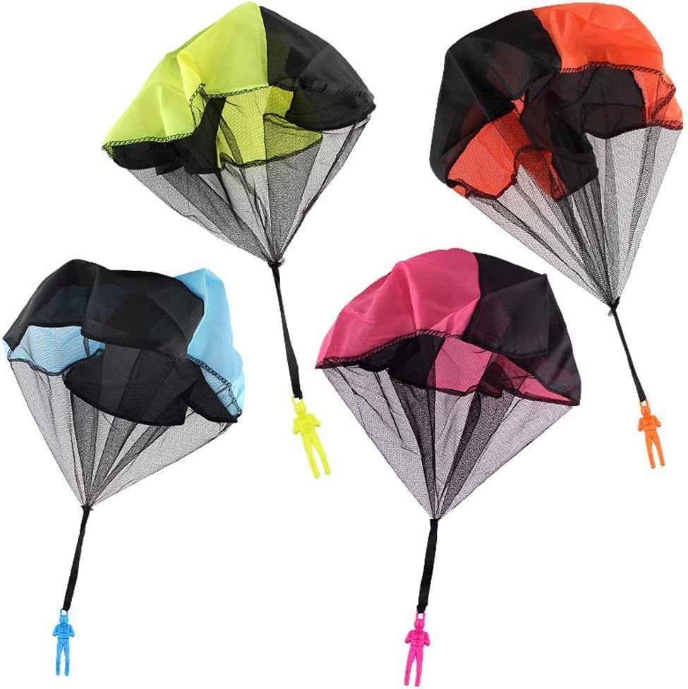 LUOBO 4 Pack Parachute Toy Set - Tangle-Free Hand Throw Parachute Soldiers for Kids | Outdoor Flying Toys for Backyard Play & Birthday Parties | No Assembly or Batteries Needed