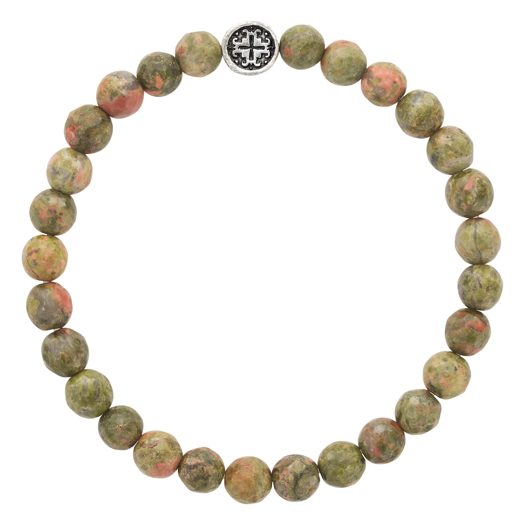 Unakite Faceted Beaded Bracelet for Women - Healing Crystal Energy Mala + Mantra Meditation Jewelry - Perfect for Yoga, Mindfulness & Spiritual Wellness