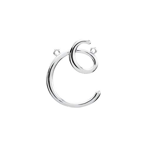 14K White Gold Script Initial 