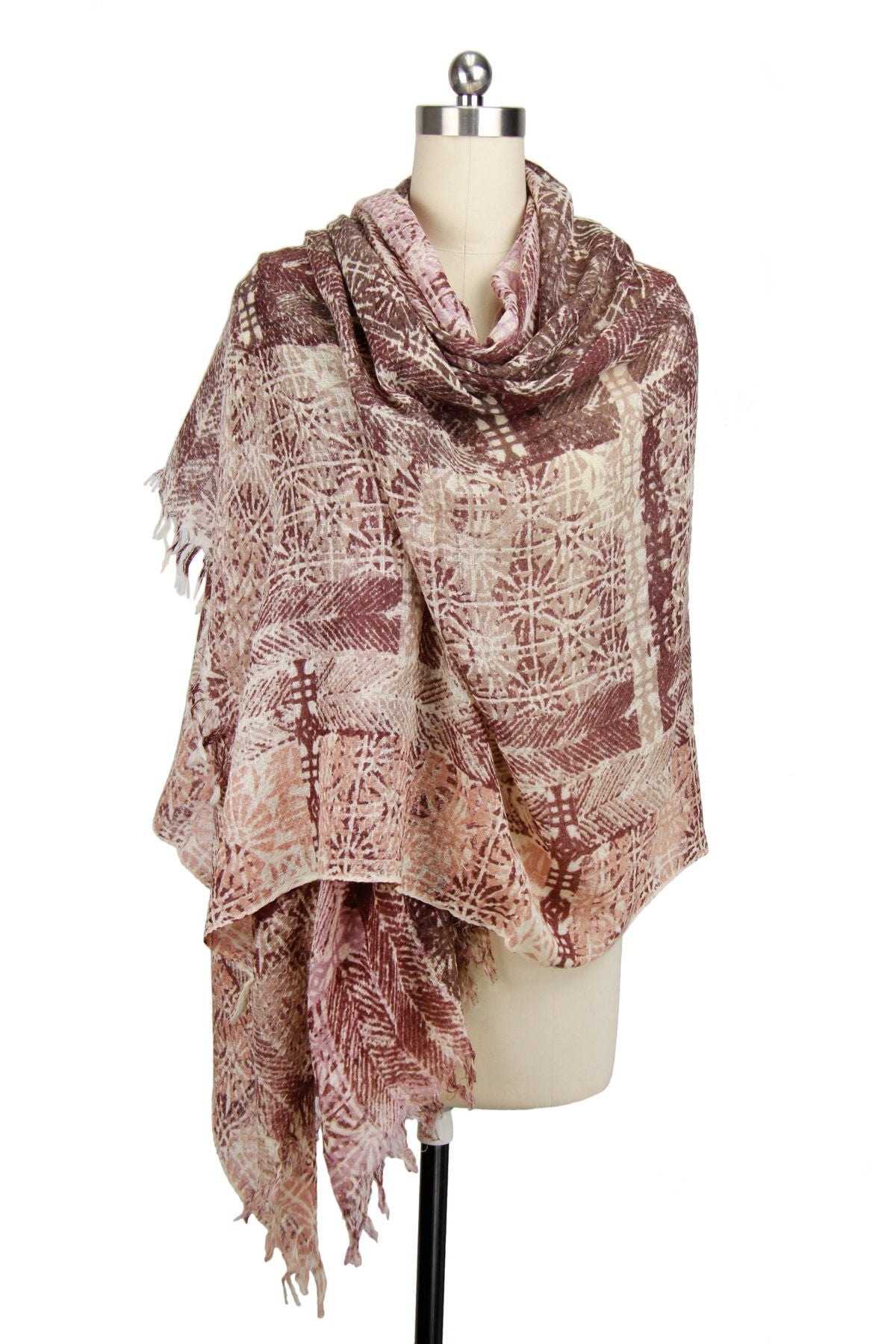Luxury Silk Wool Blend Patterned Scarf for Women - Soft Warm Winter Fashion Accessory - Perfect for Office, Travel & Special Occasions