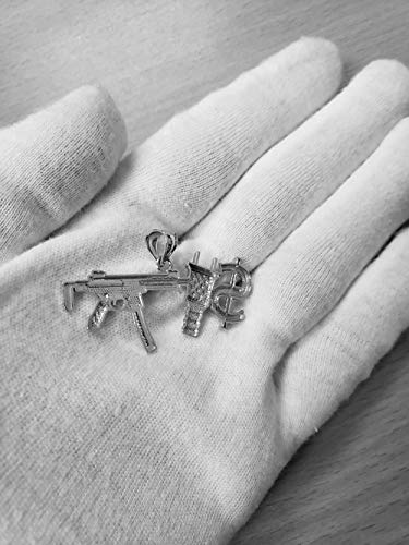 10K Rose Gold Dollar Sign Hip Hop Pendant Necklace for Men - Gangster Money Gun Jewelry - Perfect for Rappers, Streetwear & Urban Fashion (LA BLINGZ)