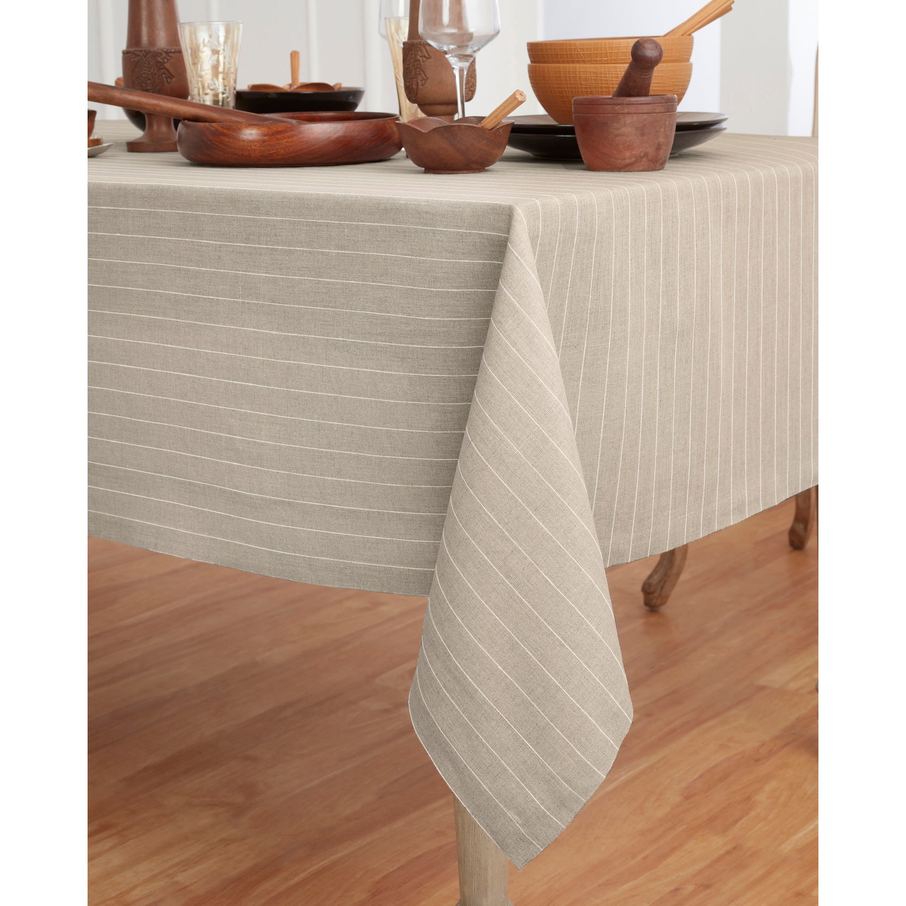 Elegant Pinstripe Tablecloth for Dining & Events - Premium Cotton Table Cover for Restaurants, Weddings & Home Decor