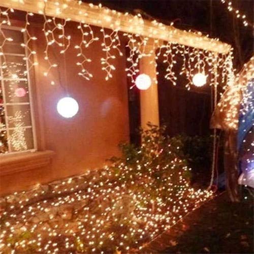 DEPOVOR 32.8ft 400 LED Icicle Curtain Lights - 8 Lighting Modes, Warm White Christmas String Lights for Indoor/Outdoor Use - Perfect for Xmas, Party, Wedding, Halloween, Thanksgiving & Easter Decorations - Create Magical Holiday Atmosphere for Home, Garden, Patio and Special Events